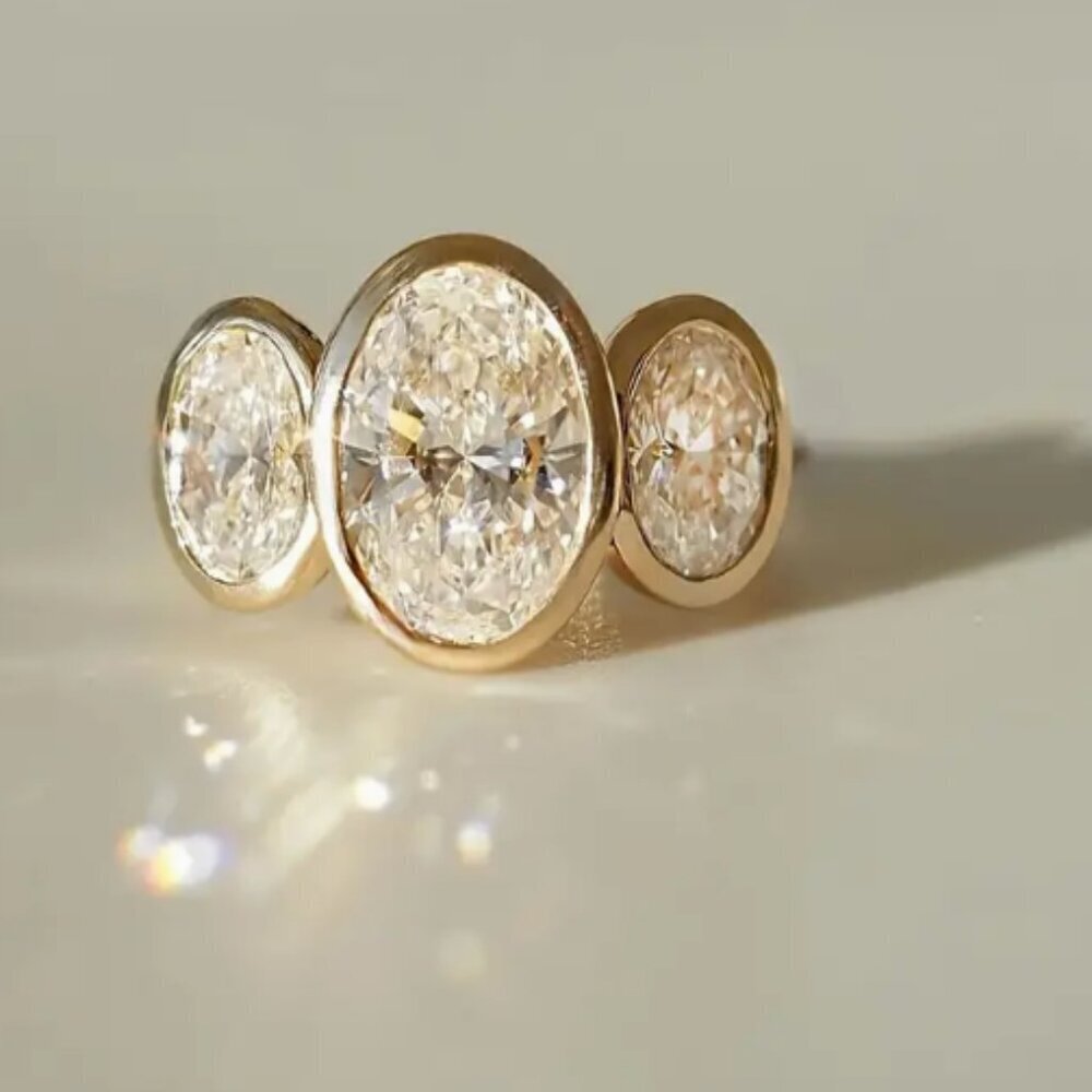 Gold Plated Cubic Zirconia Faux Engagement Ring - 8